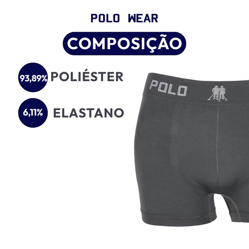 6 Unidades Cuecas Boxer Polo Wear Lisa Microfibra Masculina