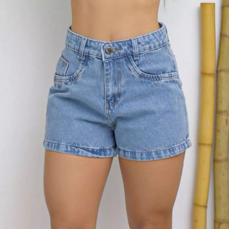 Short Bermuda Jeans Cintura Alta