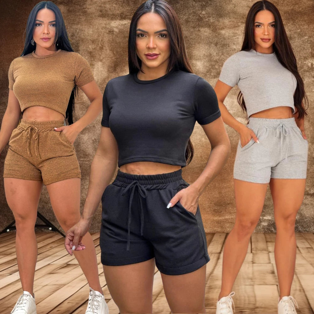 Conjunto de Verão Feminino Blusa e Short Lanzinha Super Confortável