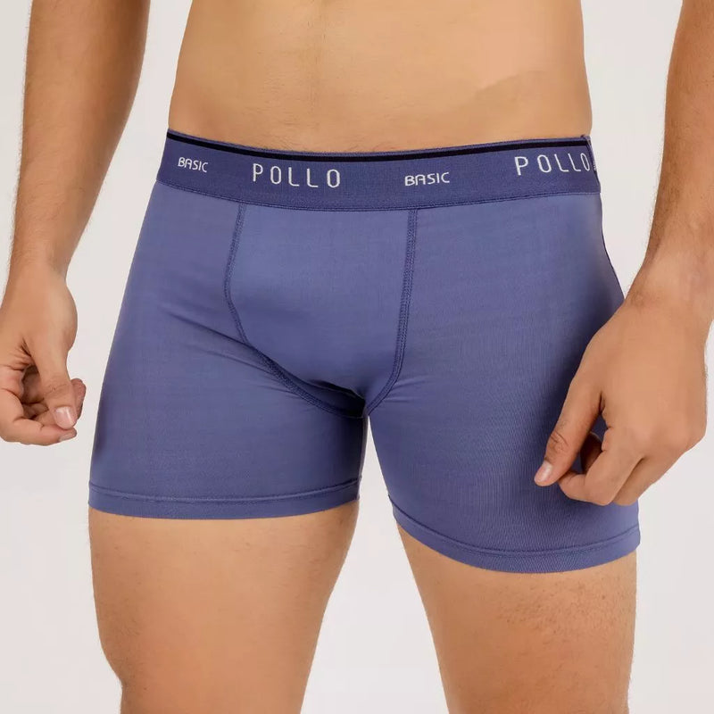 Kit Com 6 Cueca Boxer Pollo de Poliamida Lisa - Conforto e Qualidade