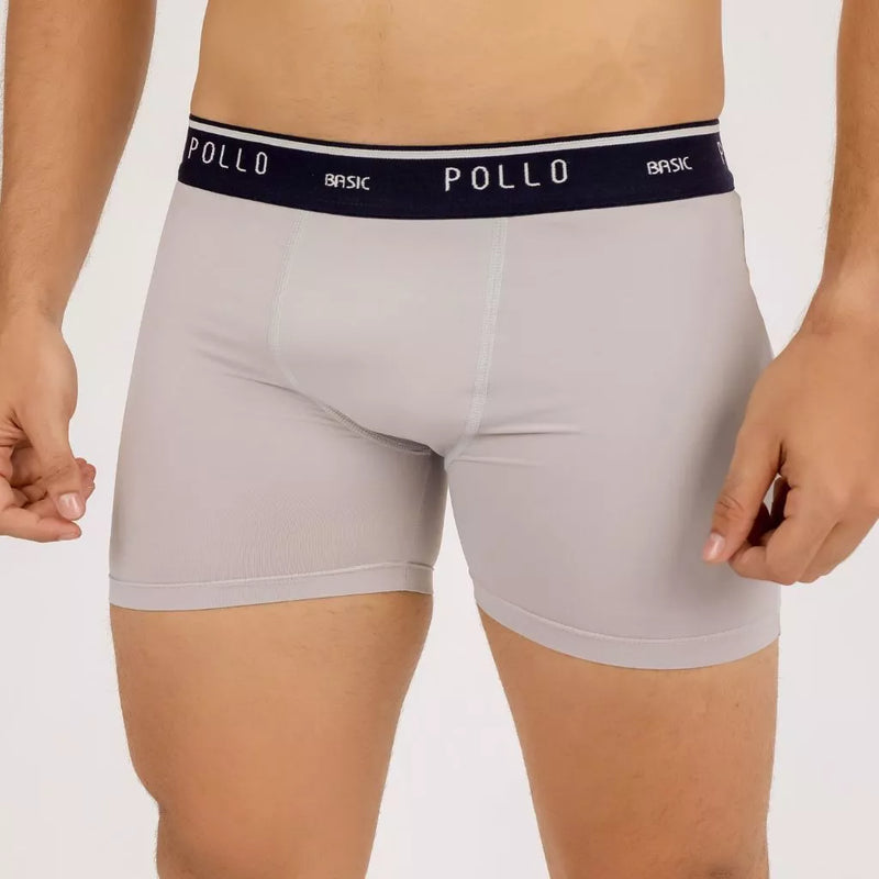 Kit Com 6 Cueca Boxer Pollo de Poliamida Lisa - Conforto e Qualidade