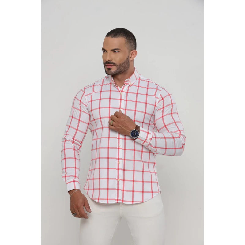 Camisa Country Xadrez Manga Longa Masculina Social Slim Fit Lida de Boiadeiro