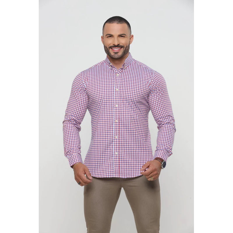 Camisa Country Xadrez Manga Longa Masculina Social Slim Fit Lida de Boiadeiro