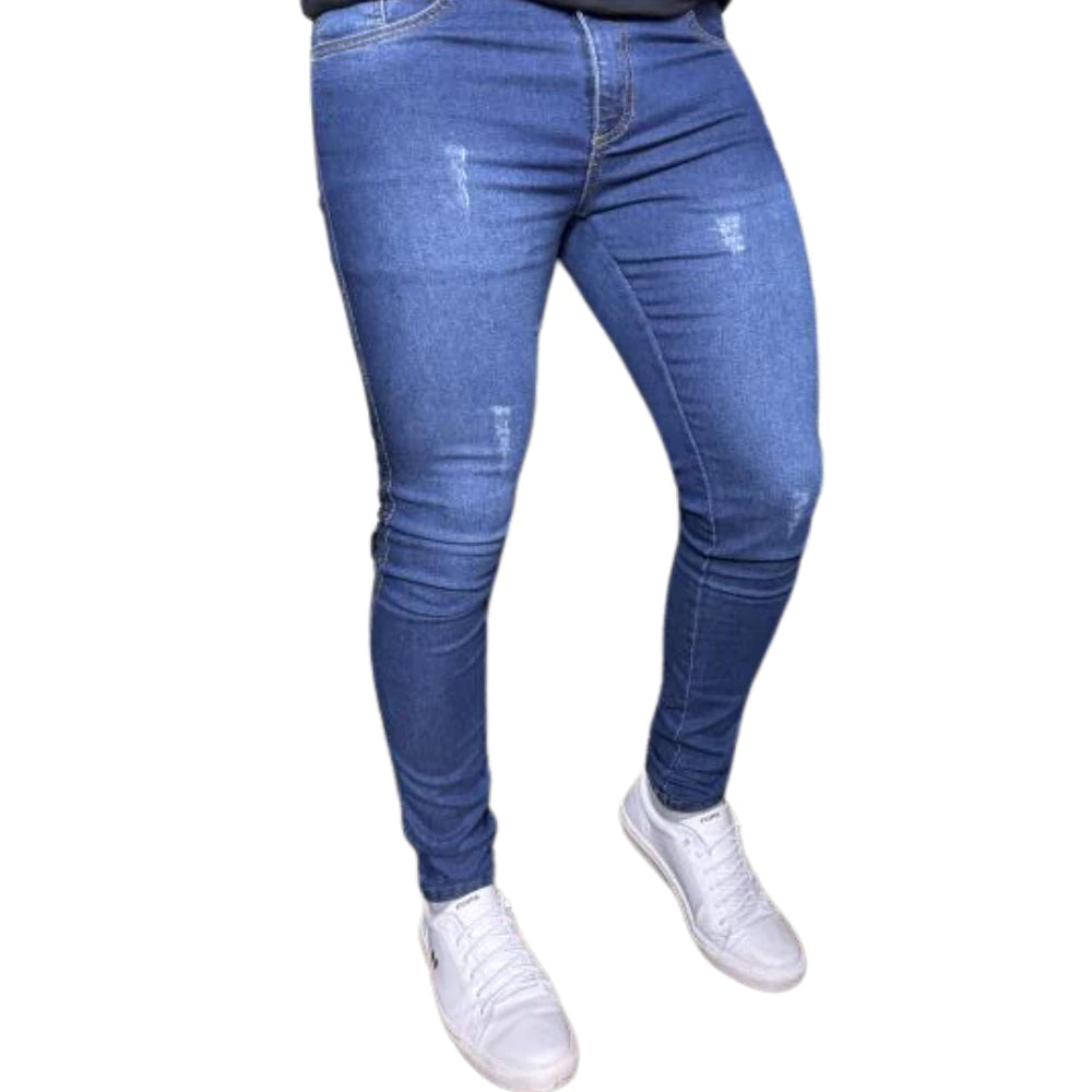 Calça Jeans Rasgada Destroyed Skinny Elastano  Masculina Premium