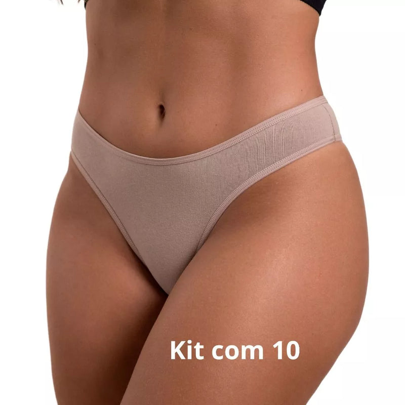 Kit Calcinhas Tanga de Algodão Conforto Tanga Básico Cotton Feminina