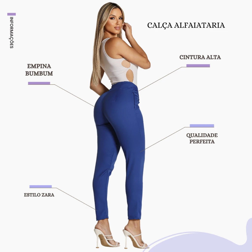 Kit 02 Calça Alfaiataria Social Feminina Zara Casual Elegante Lisa