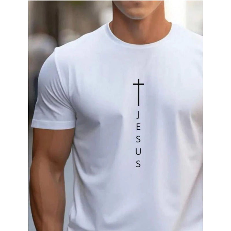 Camisa Camiseta Masculina Jesus Cristo Cruz Evangélica Algodão Malha 30.1