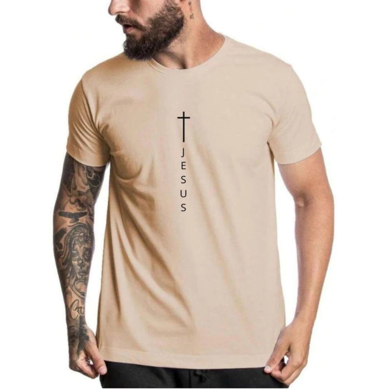 Camisa Camiseta Masculina Jesus Cristo Cruz Evangélica Algodão Malha 30.1