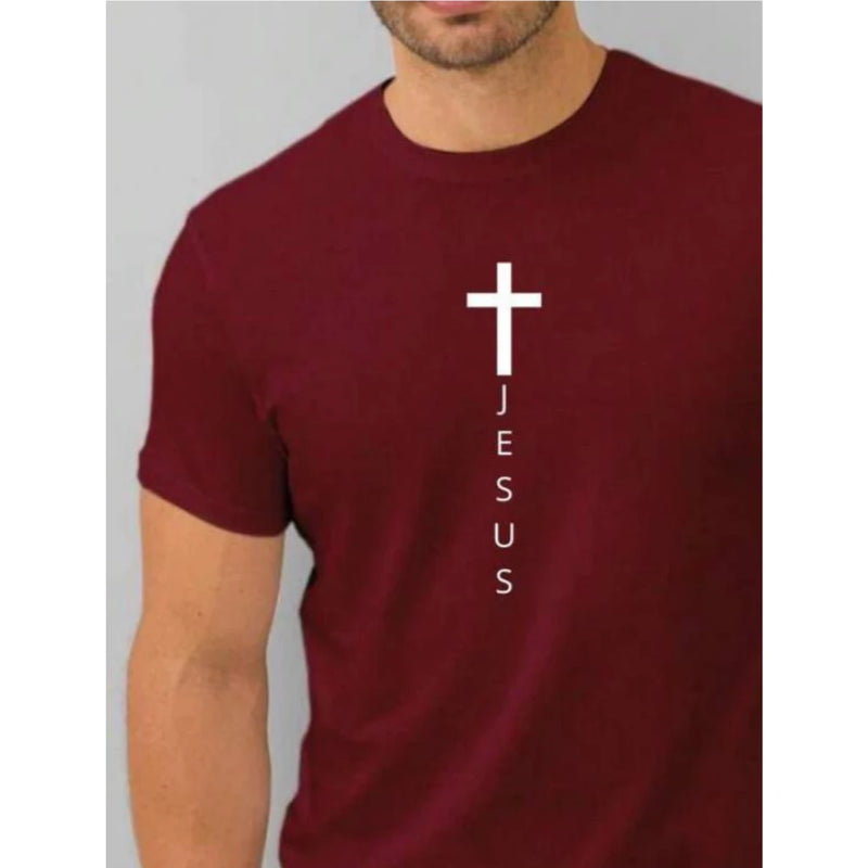 Camisa Camiseta Masculina Jesus Cristo Cruz Evangélica Algodão Malha 30.1