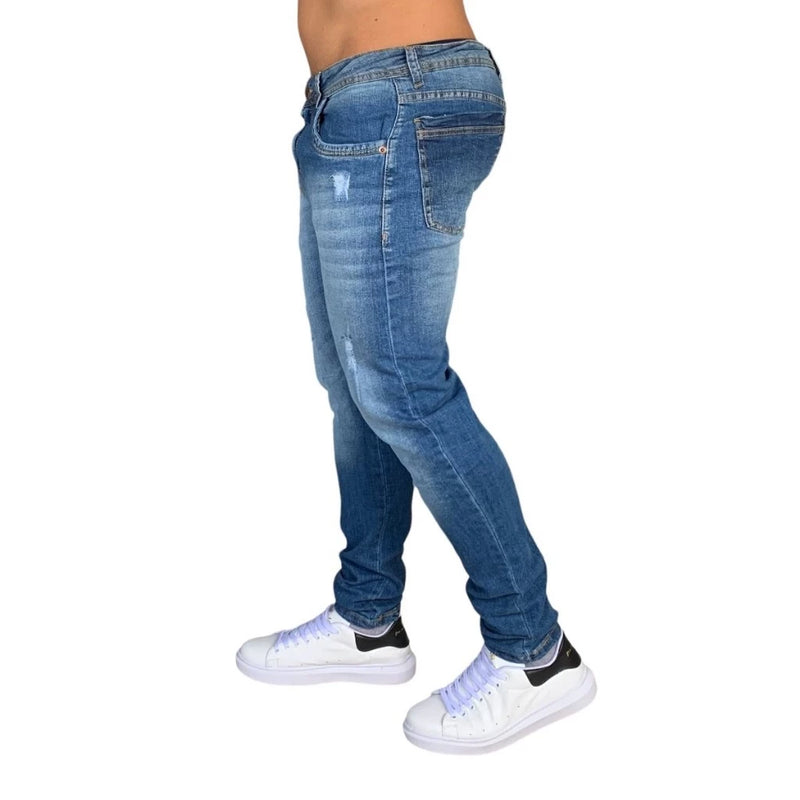 calça skinny masculina destroyd rasgada jeans