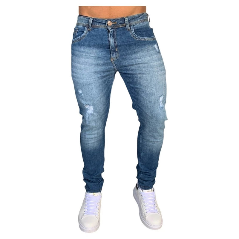 calça skinny masculina destroyd rasgada jeans