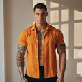 Camisa Social Masculina Slim Manga Curta Verão