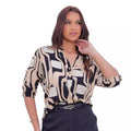 Camisa Social Feminina Manga 3/4 Estampada