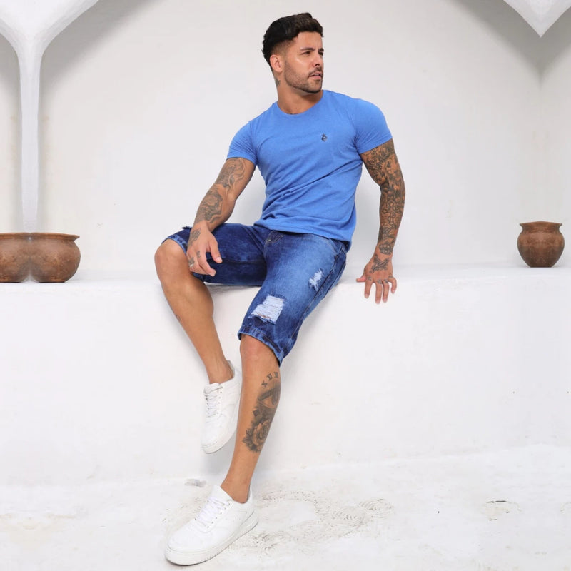 Bermuda Masculina Jeans Rasgada Short Direto Da Fabrica