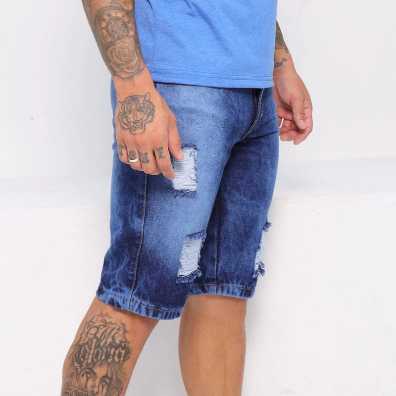 Bermuda Masculina Jeans Rasgada Short Direto Da Fabrica