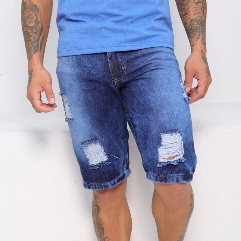 Bermuda Masculina Jeans Rasgada Short Direto Da Fabrica