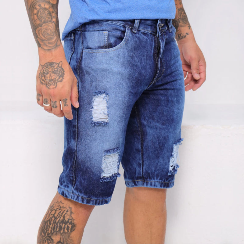 Bermuda Masculina Jeans Rasgada Short Direto Da Fabrica