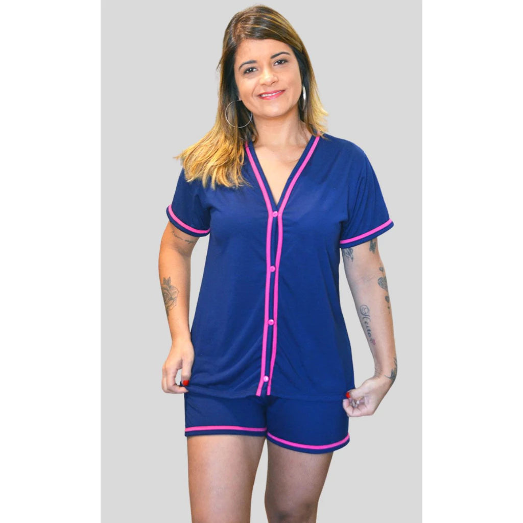 Baby Doll Breastfeeding American Surgical Pajamas with luxury buttons Blogueirinha mesh