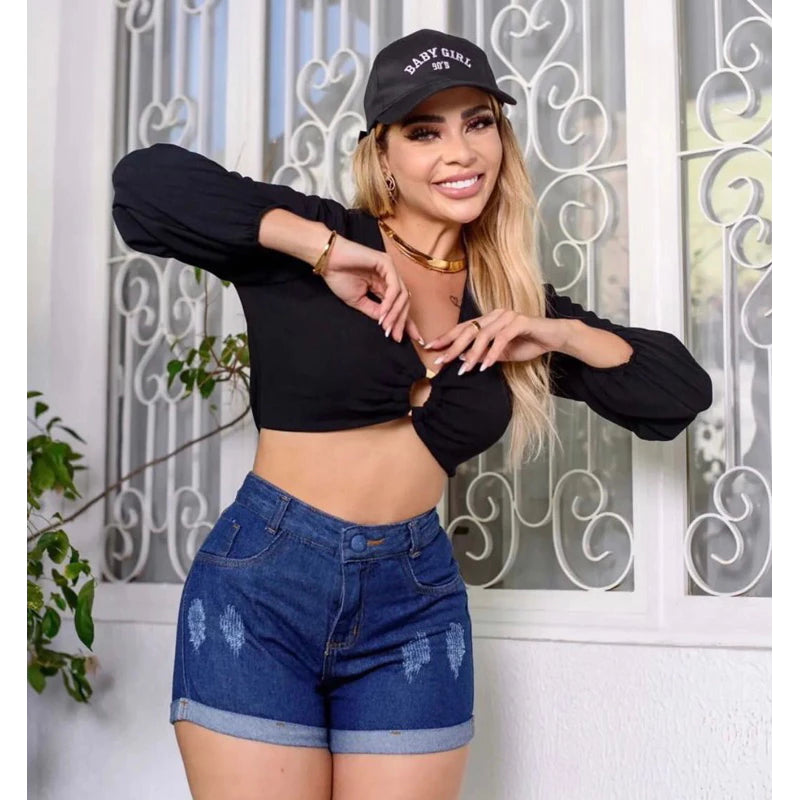 High Waist Mom Jeans Shorts