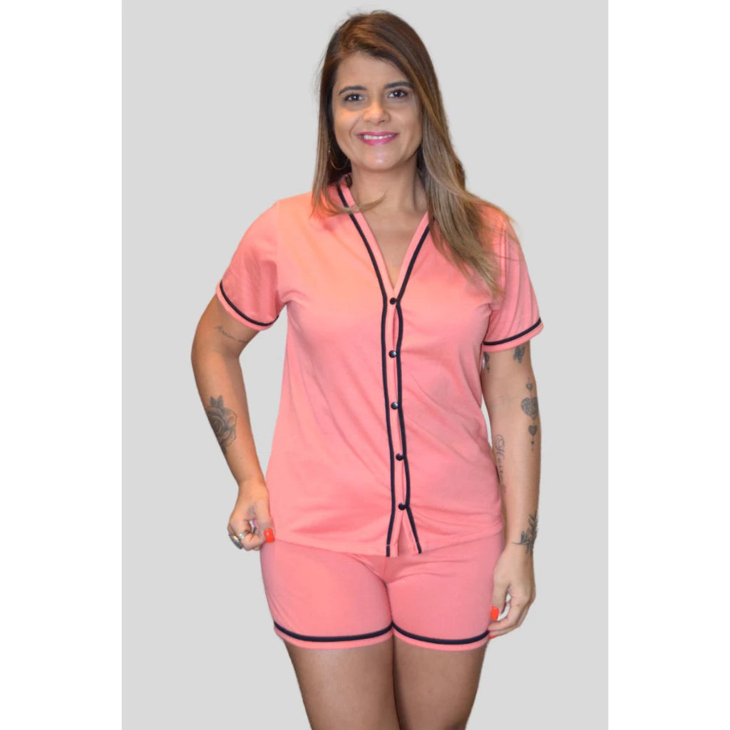 Baby Doll Breastfeeding American Surgical Pajamas with luxury buttons Blogueirinha mesh