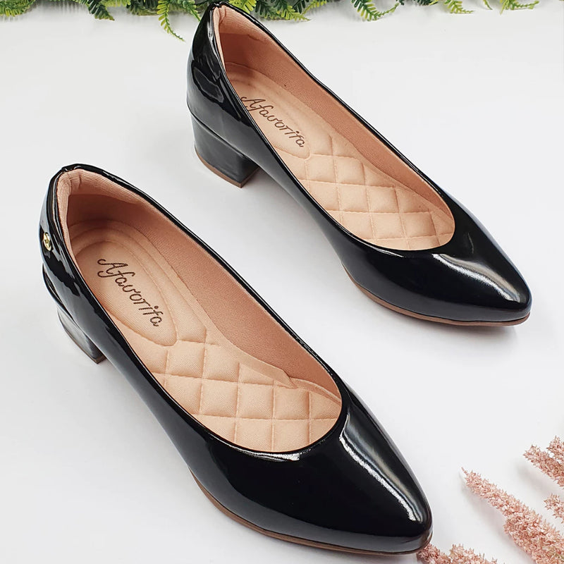 Women's Pumps, Soft, Comfort, Low Heel, Varnish - Lofty