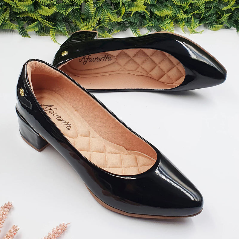 Women's Pumps, Soft, Comfort, Low Heel, Varnish - Lofty