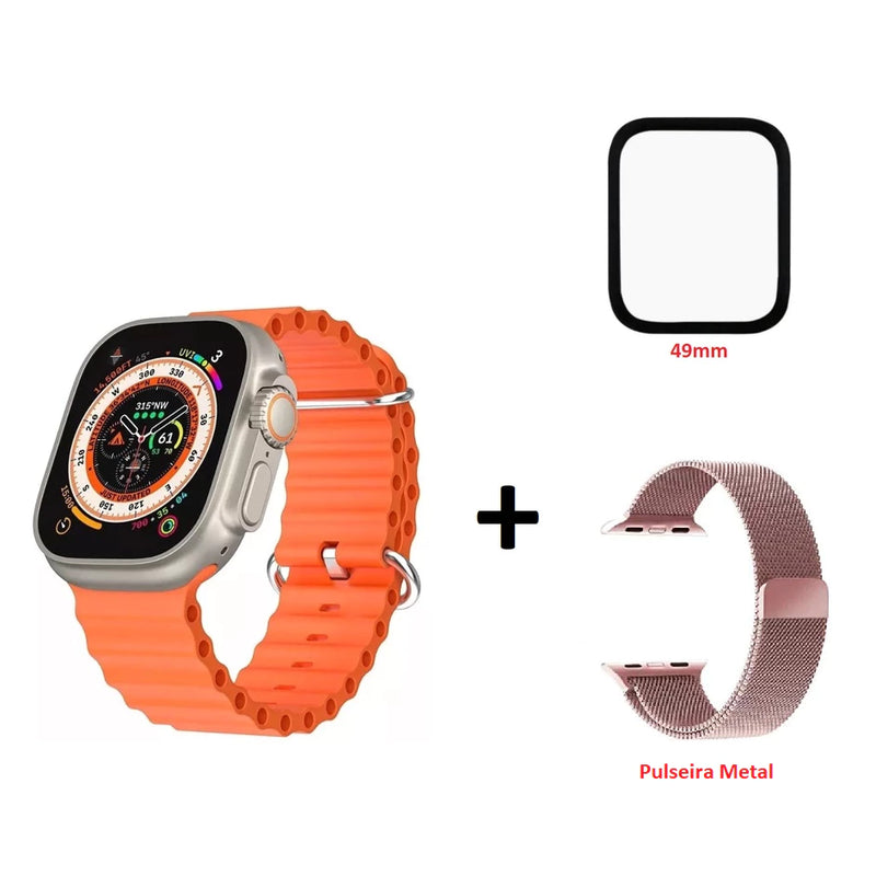 Smartwatch W68+ Ultra Max Watch 8 Ultra Max Relógio Inteligente Série 8 Tela 2.02 49mm Original Lançamento 2023 Película 3D