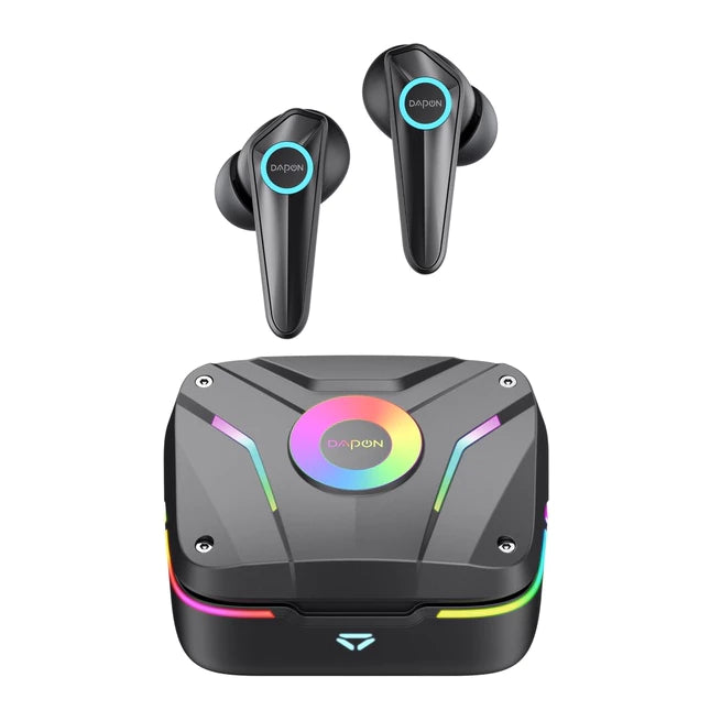 Fone de ouvido Qcy Dapon R11 Bluetooth 5.1 Gamer RGB - Preto