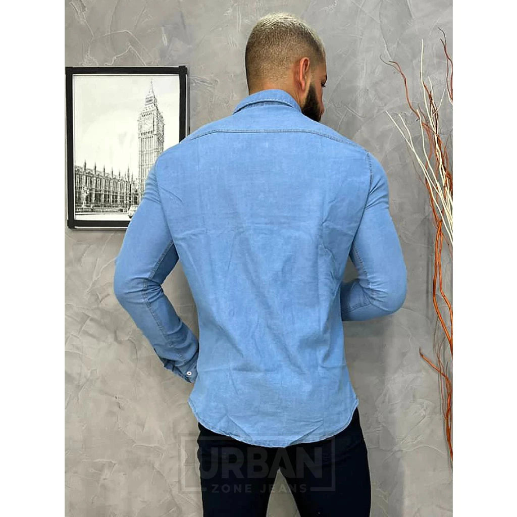 Men's Long Sleeve Shirt Social Jeans Slim Fit Social Casual