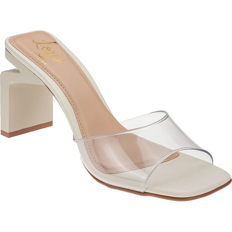 Mule Clog Sandal Pala Transparent Vinyl Lóris Shoes High Heel Tendencia Blogueira 222.001