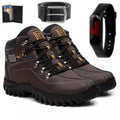 Caterpillar Men's Comfort Leather Non-Slip Combat Boot Kit + Watch Belt and Wallet