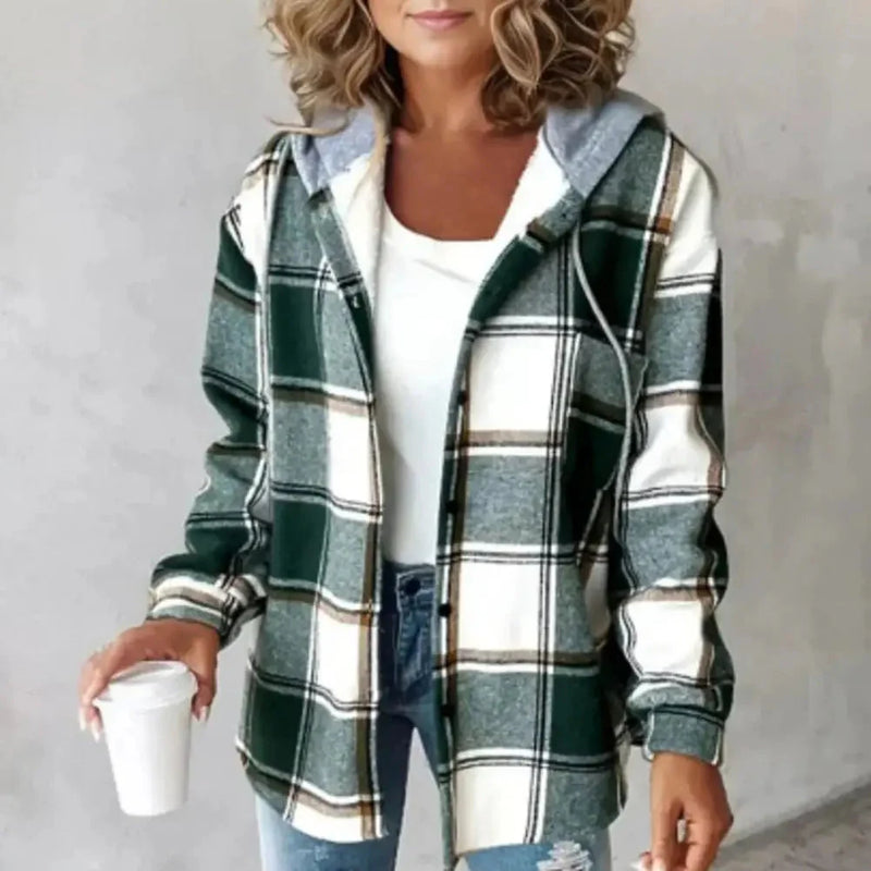 Casaco Xadrez Feminino com Capuz