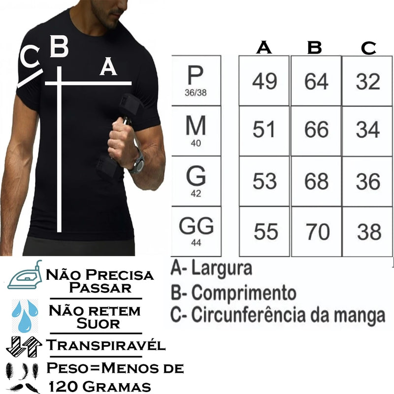 Men's Gym T-Shirt Training Lift Wear Casual Sport 100% Polyamide Lightweight Fabric