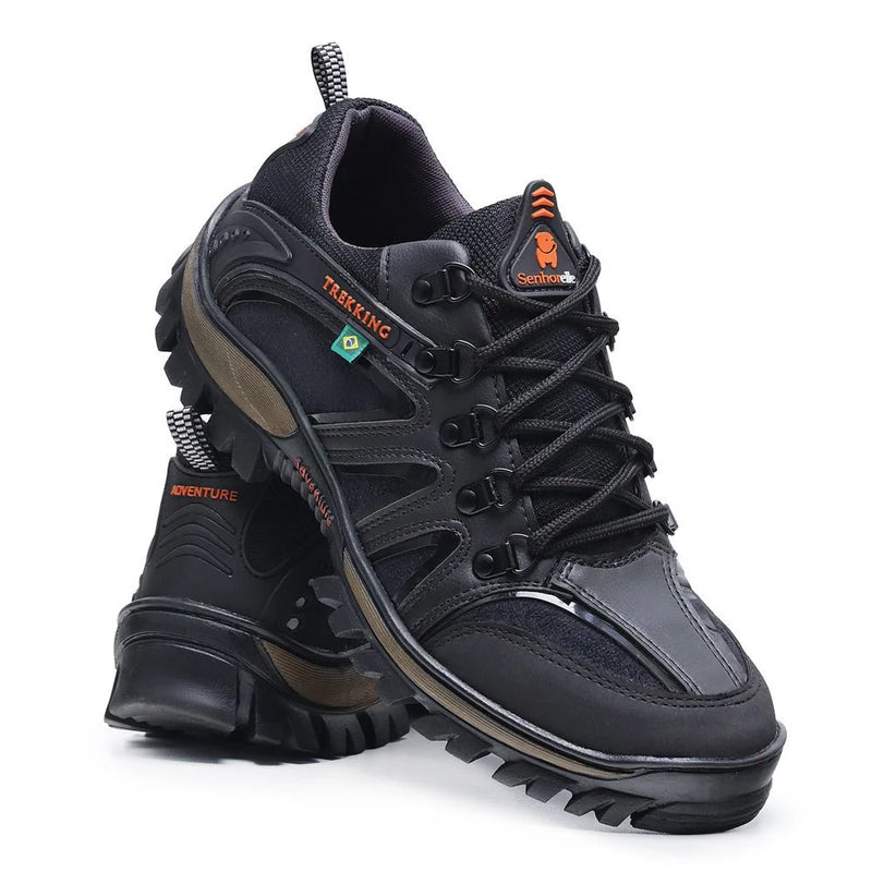 Men's Adventure Trail Waterproof Leather Comfort Tennis Shoes + Anatomical Insole