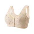 Women's Underwear Large Size Pure Cotton Wireless Bra Front Line Buttons Lace Edge Printing