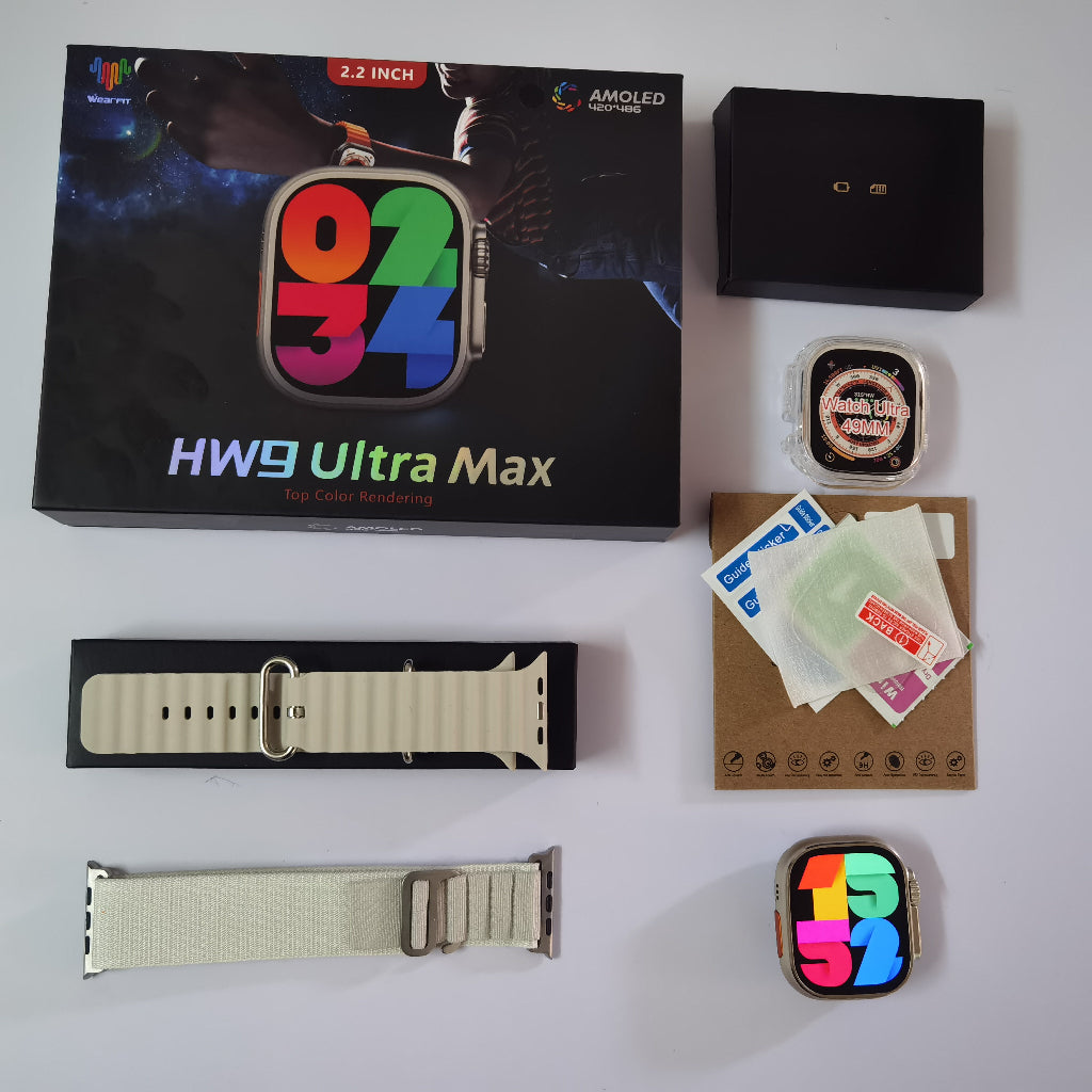 HW9 Ultra Max SmartWatch 2.2 " Tela Movida Série 9 Bússola NFC Bluetooth