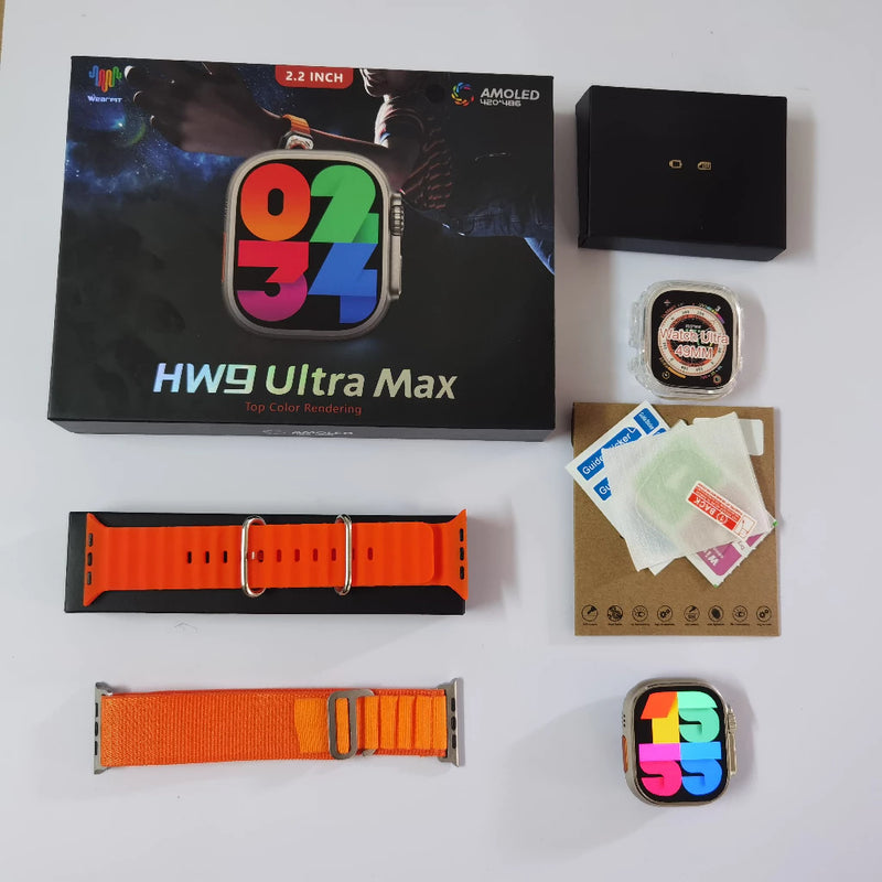 HW9 Ultra Max SmartWatch 2.2 " Tela Movida Série 9 Bússola NFC Bluetooth