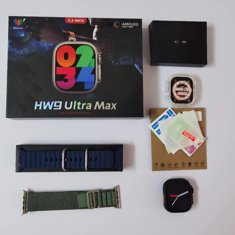 HW9 Ultra Max SmartWatch 2.2 " Tela Movida Série 9 Bússola NFC Bluetooth