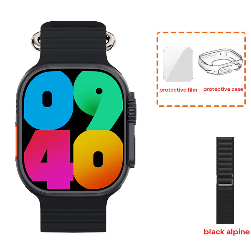 AMOLED W69+ Ultra Smart Watch MicroOS 10 Dynamic Island 2GB ROM Series 9 Plus Compass NFC Music Call Smartwatch