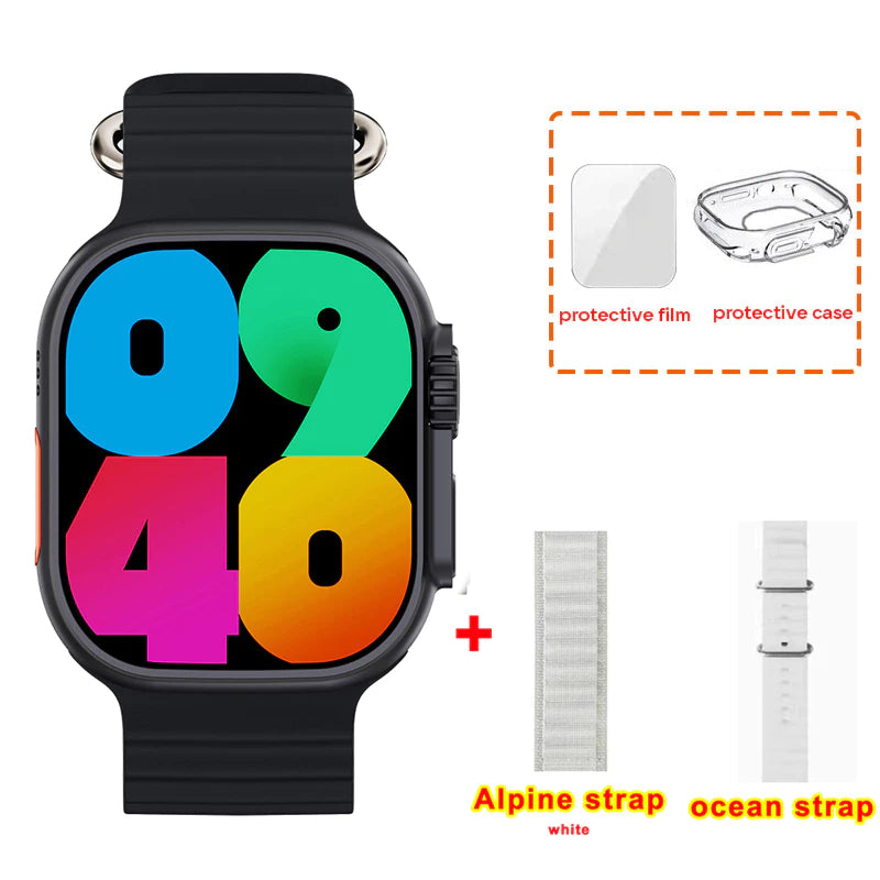 AMOLED W69+ Ultra Smart Watch MicroOS 10 Dynamic Island 2GB ROM Series 9 Plus Compass NFC Music Call Smartwatch