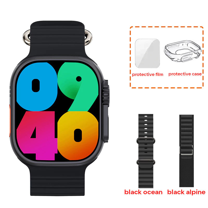 AMOLED W69+ Ultra Smart Watch MicroOS 10 Dynamic Island 2GB ROM Series 9 Plus Compass NFC Music Call Smartwatch