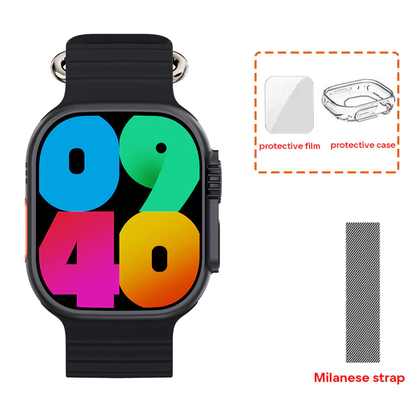 AMOLED W69+ Ultra Smart Watch MicroOS 10 Dynamic Island 2GB ROM Series 9 Plus Compass NFC Music Call Smartwatch