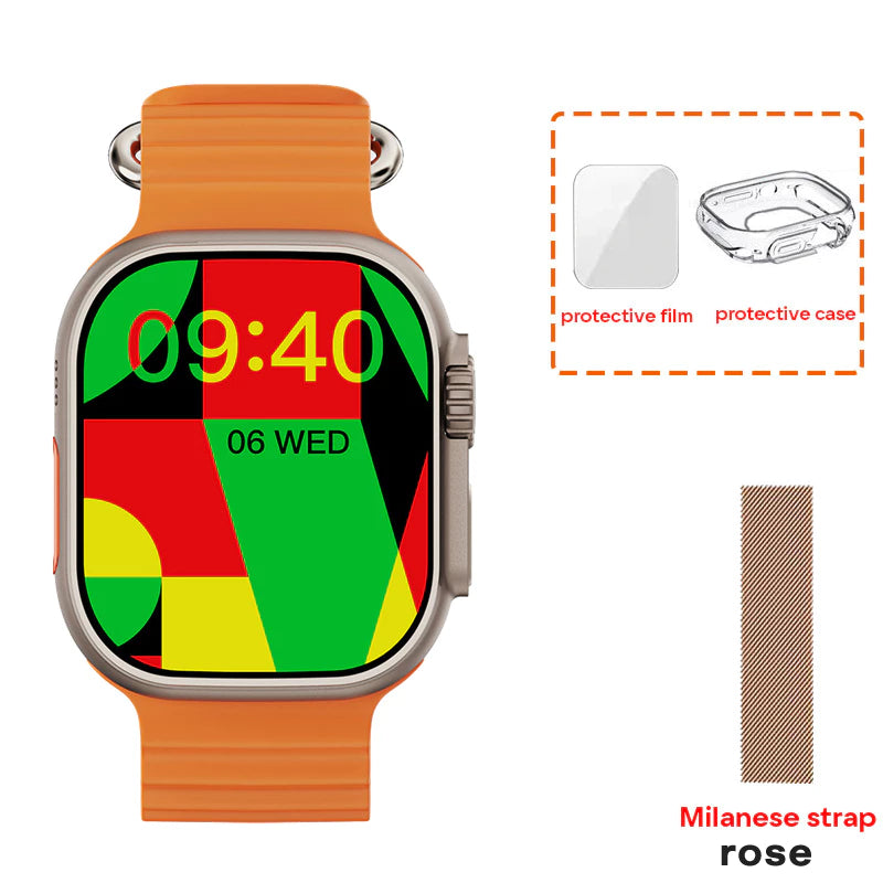 AMOLED W69+ Ultra Smart Watch MicroOS 10 Dynamic Island 2GB ROM Series 9 Plus Compass NFC Music Call Smartwatch