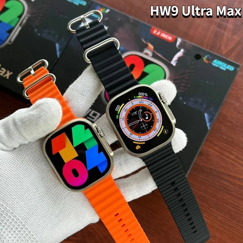 HW9 Ultra Max 49MM SmartWatch 2.2 " Tela AMOLED Série 9 Bússola NFC Bluetooth Chamada Homens Esporte Relógio