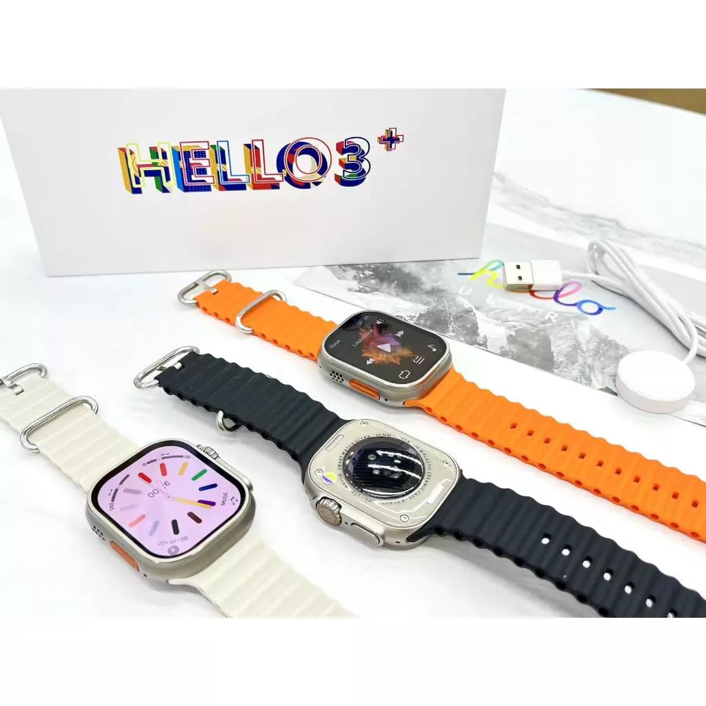 Hello Watch 3 Ultra 2023 Smart Watch Series 8 Ultra AMOLED Full Screen H11 Upgrade 49mm Music Compass GPS NFC 4GB ROM Heart Rate IWO Men Women Sport Waterproof Smartwatch 6SG6