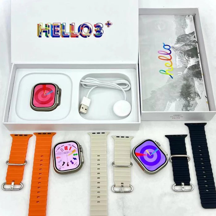 Hello Watch 3 Ultra 2023 Smart Watch Series 8 Ultra AMOLED Tela Cheia H11 Upgrade 49mm