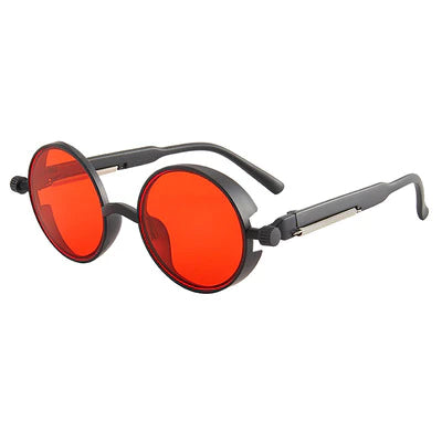 Classic Gothic Steampunk Sunglasses Men Round Vintage UV400 Woman High Quality