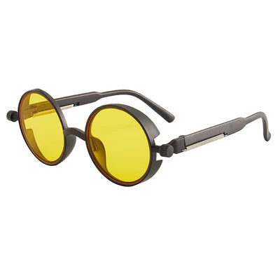 Classic Gothic Steampunk Sunglasses Men Round Vintage UV400 Woman High Quality