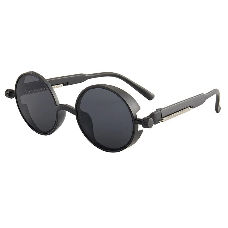 Classic Gothic Steampunk Sunglasses Men Round Vintage UV400 Woman High Quality