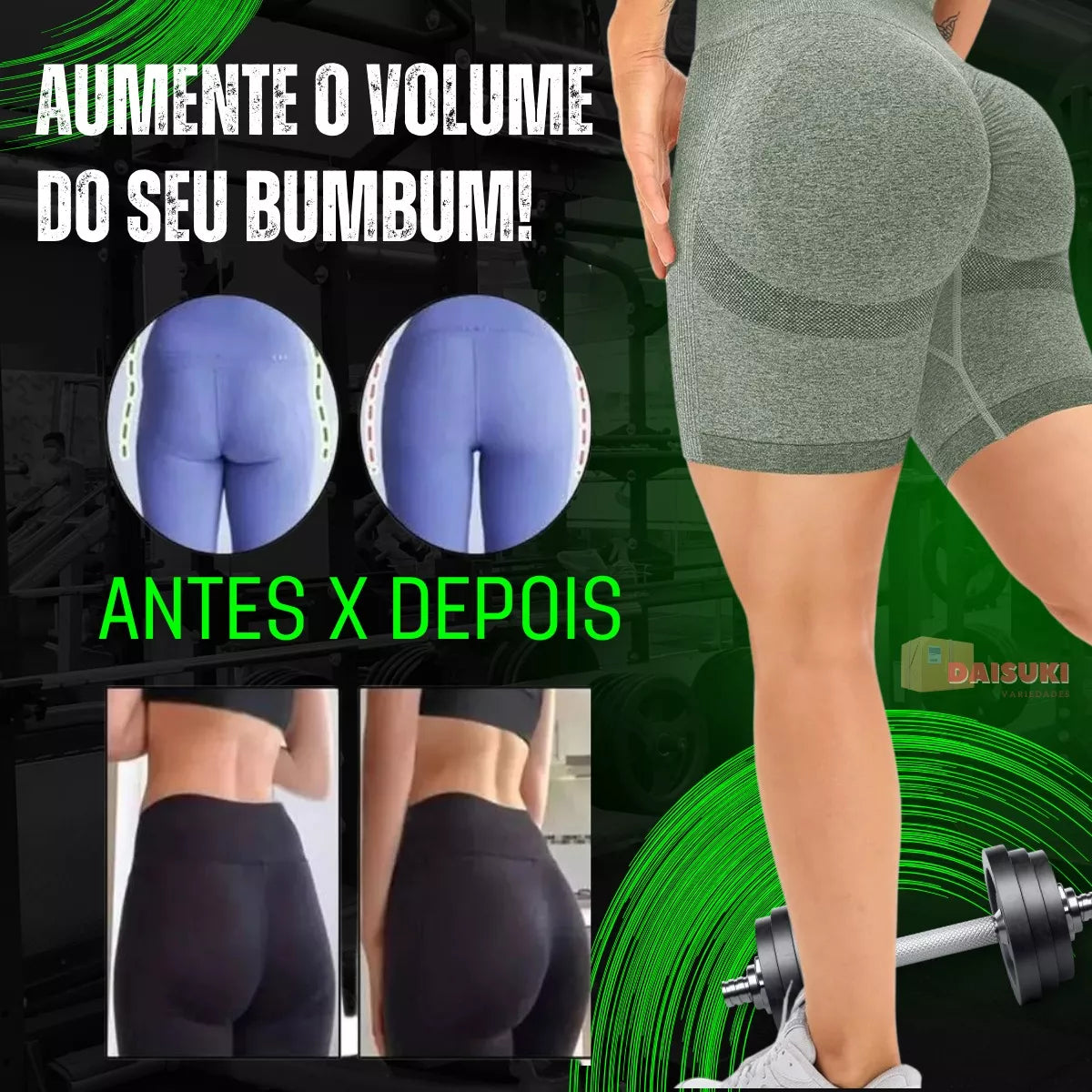 Short Feminino Empina Bumbum Preto